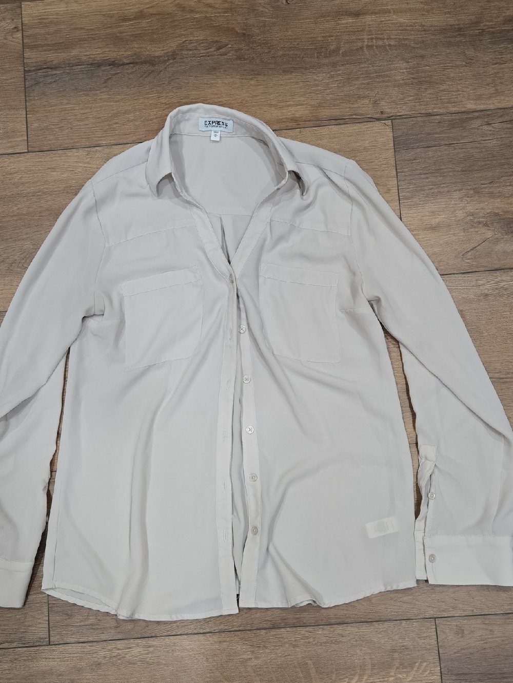 Express Light Beige Button-Down Shirt